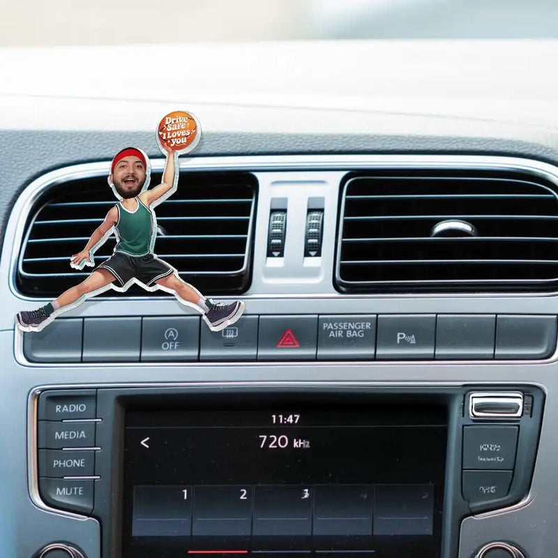 Basketball - Custom Photo Drive Safe Have Fun Basketball Players - Personalized Acrylic Car Vent Clip