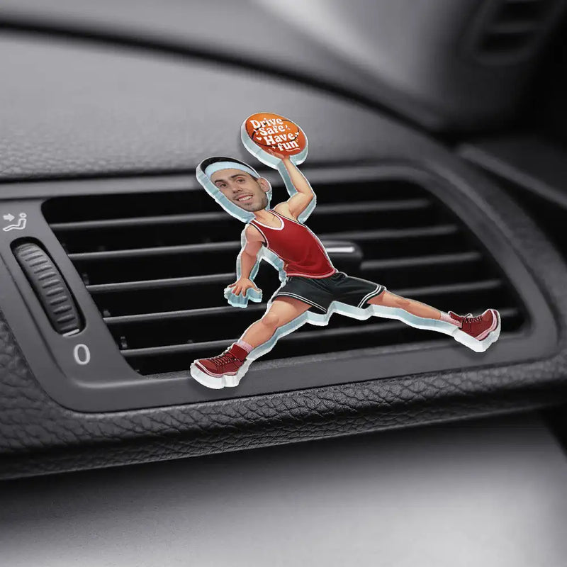 Basketball - Custom Photo Drive Safe Have Fun Basketball Players - Personalized Acrylic Car Vent Clip