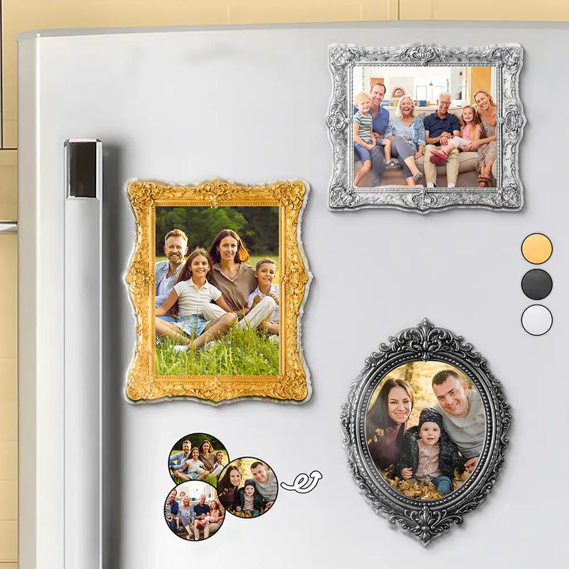 Family,Gift For Couples,Happy - Custom Photo Portrait Funny Family Couple Siblings Besties - Personalized Acrylic Fridge Magnet