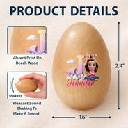 Easter,Non-Eng,Gift For Kids,Gift For Grandkids,Grandma,Grandkids,Grandpa,Dad,Children,Children,Happy - Kid Baby Sitting With Easter Alphabet Letters - Personalized Musical Wooden Easter Egg Shaker