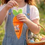 Easter,Happy,Gift For Kids,Dad - Children,Mom - Children,Grandpa - Grandkids,Grandma - Grandkids,Gift For Grandkids - Custom Name With Easter Bunny Alphabet Letters - Personalized Plush Reversible Carrot Bunny Keychain