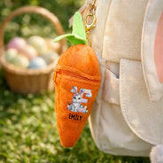 Easter,Happy,Gift For Kids,Dad - Children,Mom - Children,Grandpa - Grandkids,Grandma - Grandkids,Gift For Grandkids - Custom Name With Easter Bunny Alphabet Letters - Personalized Plush Reversible Carrot Bunny Keychain