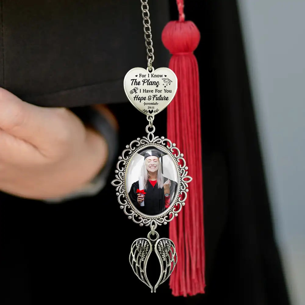 Christian,Happy,Gift For Women,Gift For Men,Gift For Daughter,Gift For Son,Graduation - Custom Photo For I Know The Plans I Have For You - Personalized Graduation Tassel Charm