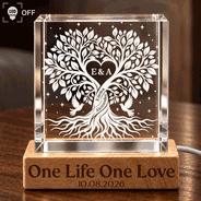 Anniversary,Custom Text,Gift For Couples,Indoor Decor,Old Couples,Romantic - Anniversary Gift For Couples - Personalized And So Together They Built A Life They Loved Crystal Cube Lamp