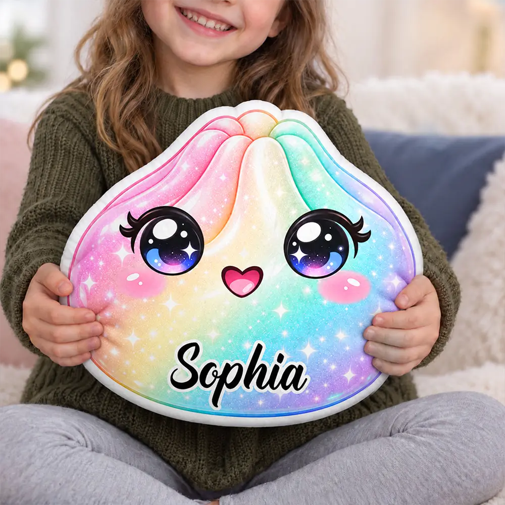 Christmas, Gift For Kids, Icon, Playful, Top Market - Gift For Kids Girls - Personalized Name & Rainbow Squishy Pillow