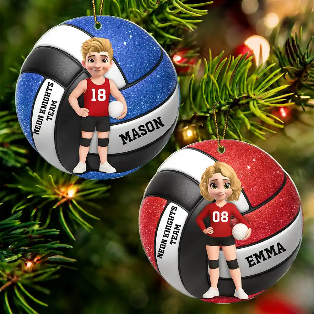 Christmas,Happy,Top Market,Vector,Volleyball - Christmas Gift For Son, Grandson, Daughter, Granddaughter - Personalized Volleyball Acrylic Ornament