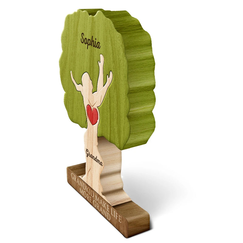 Gift For Grandpa,Gift For Grandma,Love,Gift For Grandkids - Grandkids Make Life Grand - Personalized Custom Shaped Wooden Puzzle