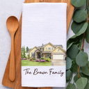 Custom Photo,Art Design,Family,Cozy,Photo - Colored Pencil  - Custom Photo Colored Pencil Sketch Our First Home Family Parents - Personalized Kitchen Towel