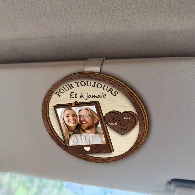 Gift For Couples,Gift For Husband,Gift For Wife,Gift For Boyfriend,Gift For Girlfriend,LGBT,Love,French - Photo Personnalisée Pour Couple Conduis Prudemment Je T’aime - Clip De Pare-Soleil De Voiture À Forme Spéciale Personnalisé