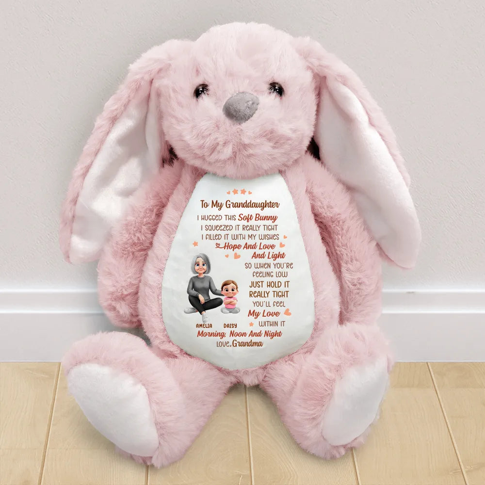 Gift For Grandma,Gift For Grandkids,Grandma,Grandkids,Love,Easter - I Filled It With My Wishes Grandmother Granddaughter 3D Effect - Personalized Soft Toy Bunny