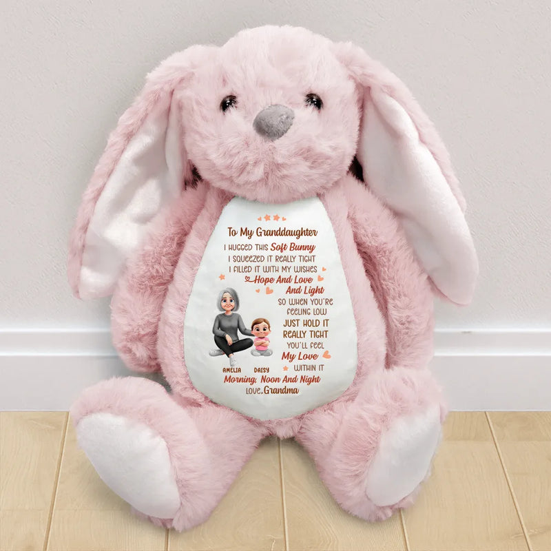 Gift For Grandma,Gift For Grandkids,Grandma,Grandkids,Love,Easter - I Filled It With My Wishes Grandmother Granddaughter 3D Effect - Personalized Soft Toy Bunny