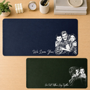 Gift For Husband,Gift For Men,Gift For Grandpa,Gift For Father,Dad - Sons,Dad - Children,New Dad,Grandpa - Grandkids,Photo - Pencil Sketch (Dark BG),Sentimental - Custom Photo White Pencil Sketch Art Best Dad Papa Ever We Love You - Personalized Leather Desk Mat