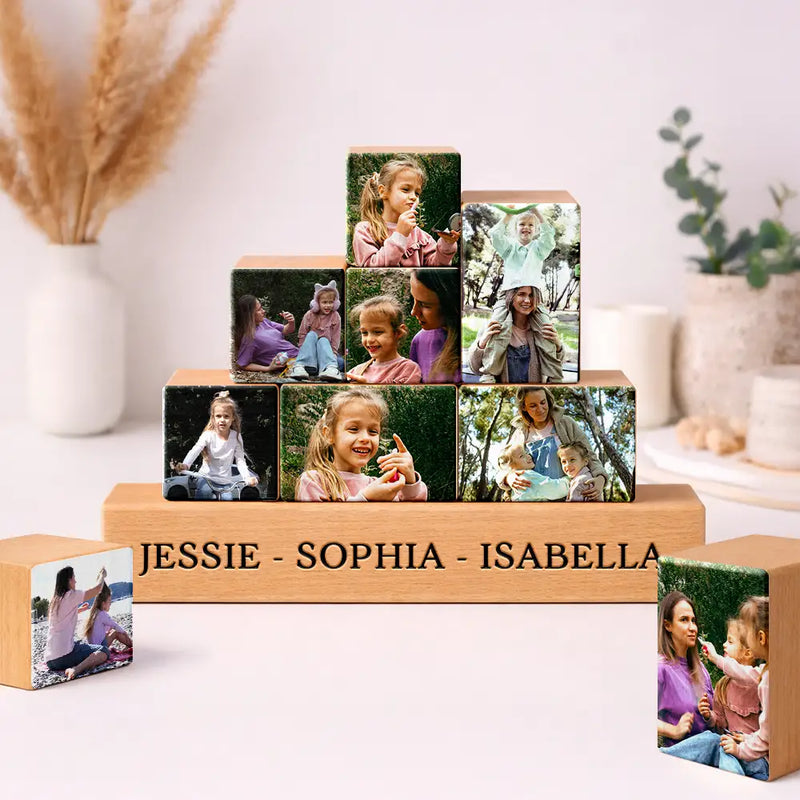Mom - Daughters (Adult),Mom - Daughters (Young),Mom - Sons,Mom - Children,Gift For Mother - Custom Photo Best Mom Ever - Personalized Wooden Stacking Photo Blocks