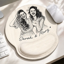 Gift For Couples,Gift For Husband,Gift For Wife,Gift For Women,Gift For Men,Gift For Grandpa,Gift For Bestie,Pet Lovers,Non-Eng,Photo - Pencil Sketch (Bold),Sentimental - Custom Photo Bold Sketch Portrait Family Pet Besties Couples - Personalized Leather Mouse Pad