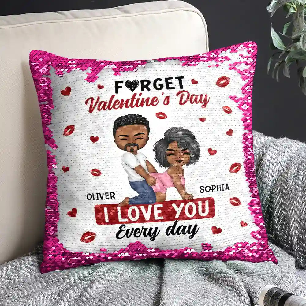 Gift For Couples,Old Couples,Gift For Husband,Gift For Wife,Gift For Boyfriend,Gift For Girlfriend,Love - Couple I Love You Every Day - Personalized Sequin Pillow, Mermaid Sequin Cushion Magic Reversible Throw Pillow