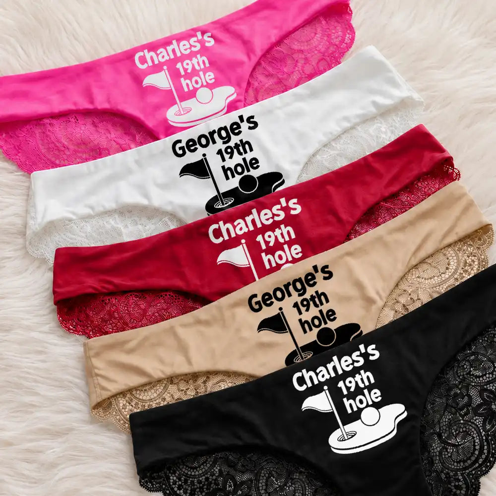Wedding Anniversary,Gift For Wife,Humorous,Gift For Couples,Custom Text - 19th Hole Funny Golf Underwear - Personalized Panty