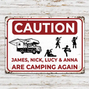 Camping,Gift For Couples,Best friends' Hobby,Top Market,Funny,Family,Top Market,Icon - Drunk Stick Figure We Are Camping Again - Personalized Classic Metal Signs