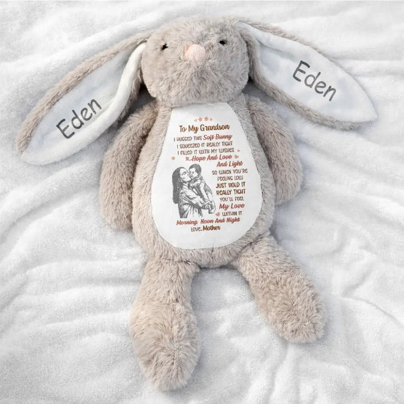 Easter,Gift For Grandkids,Grandma,Grandkids,Gift For Grandma,Love - Custom Photo Pencil Sketch Grandmother Granddaughter I Filled It With My Wishes - Personalized Soft Toy Bunny