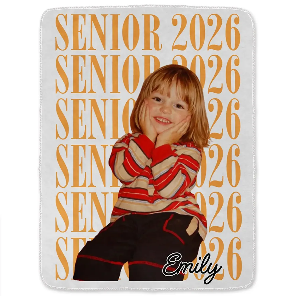 Graduation,Happy,Photo,Proud - Custom Photo Senior Vintage Portrait - Personalized Fleece Blanket, Sherpa Blanket