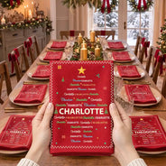 Christmas,Family,Custom Text,Happy - Family Name Tree Bell Star Shape Christmas Table Decor - Personalized Reusable Napkin