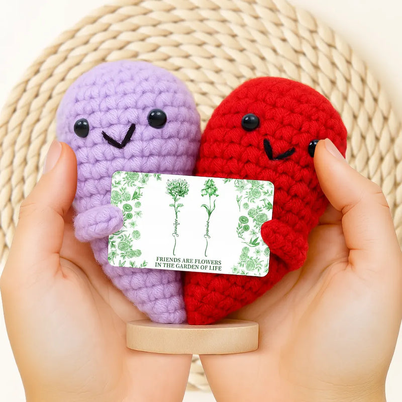 Gift For Bestie,Happy,Gift For Sisters - Toile De Jouy Birth Flower Grow An Old Friend - Personalized Doll Crochet With Custom Card