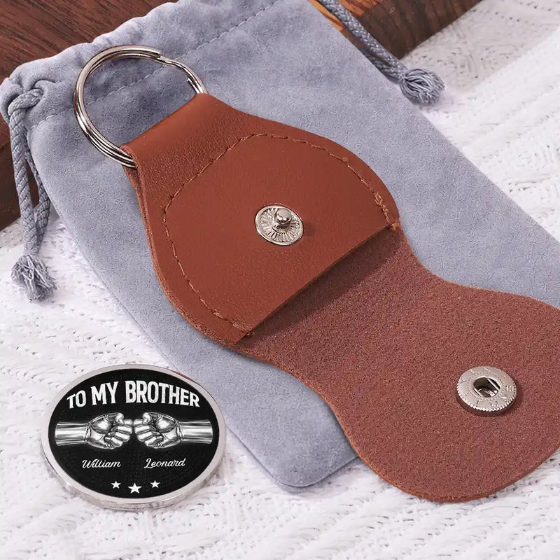 Gift For Brothers, Happy, Gift For Bestie - Once A Brother Always A Brother - Personalized Leather Pocket Hug
