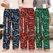 Christmas, Custom Text, Family, Happy - Matching Christmas Gift For Family - Personalized Names Holiday Pajama Pants