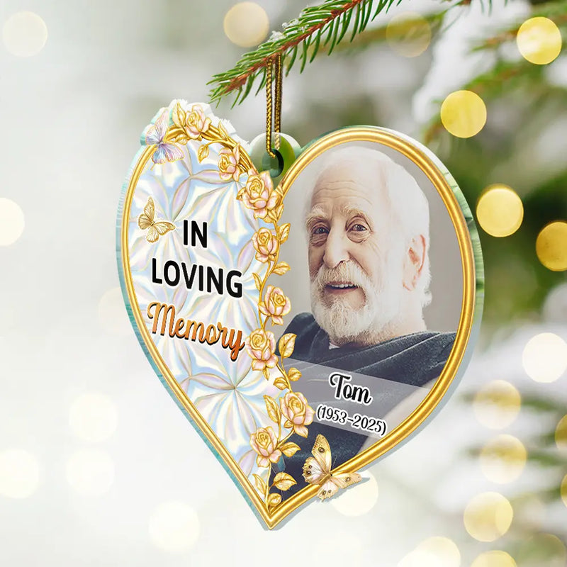 Christmas,Memorial,Family,Pet Lovers - Custom Photo Memorial The Moment Your Heart Stopped - Personalized Custom Shaped Acrylic Ornament