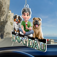 Dog Lovers,Dog Mom,Dog Dad,Happy - Dog Mom Dog Dad 3D Effect - Personalized Acrylic Car Hanger