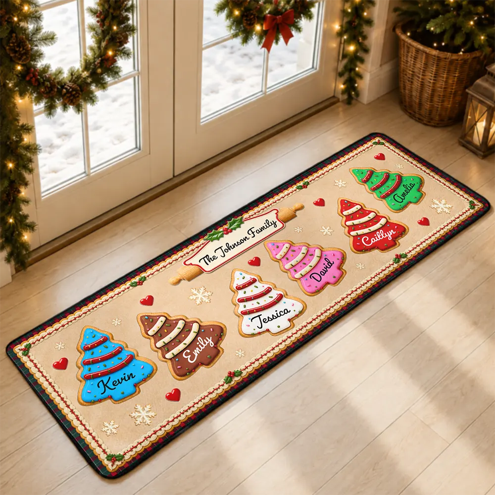 Custom Family Christmas Cookie - Personalized Runner Rug