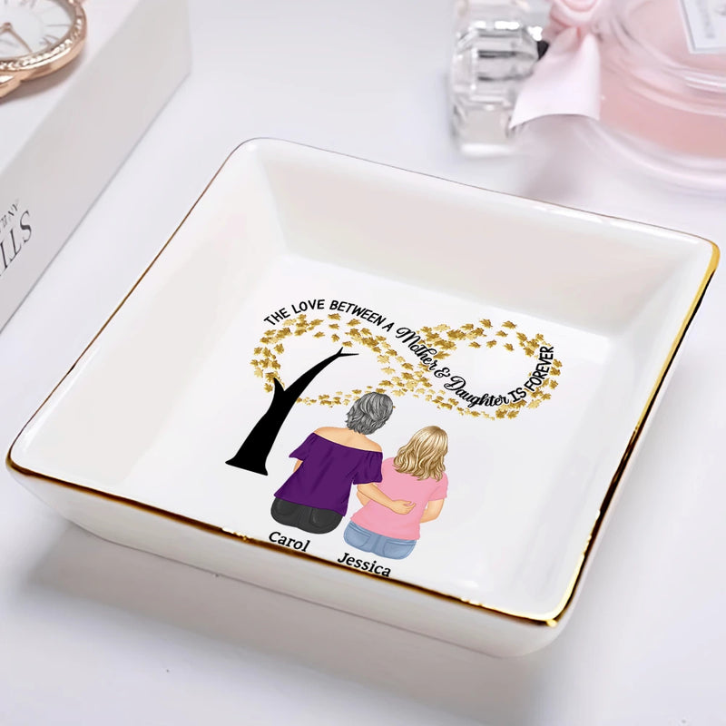 Gift For Mother,Single Mom,Mom,Daughters,Afro Mom,Gift For Women,Sons,Children,Love - Infinity Tree The Love Between A Mother & Her Daughters Sons - Personalized Ring Dish