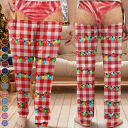 Christmas,Humorous,Gift For Men,Gift For Yourself,Icon - Funny Underwear Print Plaid Pattern Husband Dad Brother - Personalized Pajama Pants