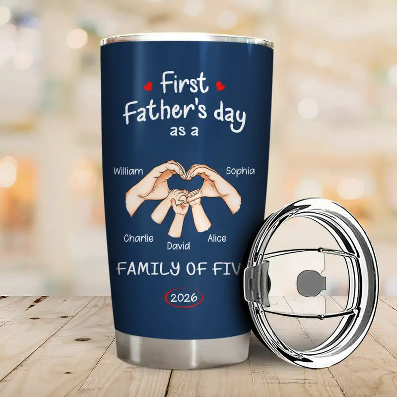 Gift For Father,Gift For Men,Happy,Vector - First Time Ever As A Family Of Three - Personalized Tumbler