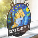 Gift For Father,Gift For Grandpa,Non-Eng,Photo - Starry Night,Proud - Custom Photo Starry Night Best Dad Papa Ever - Personalized Window Hanging Suncatcher Ornament