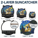 Gift For Father,Gift For Grandpa,Non-Eng,Photo - Starry Night,Proud - Custom Photo Starry Night Best Dad Papa Ever - Personalized Window Hanging Suncatcher Ornament