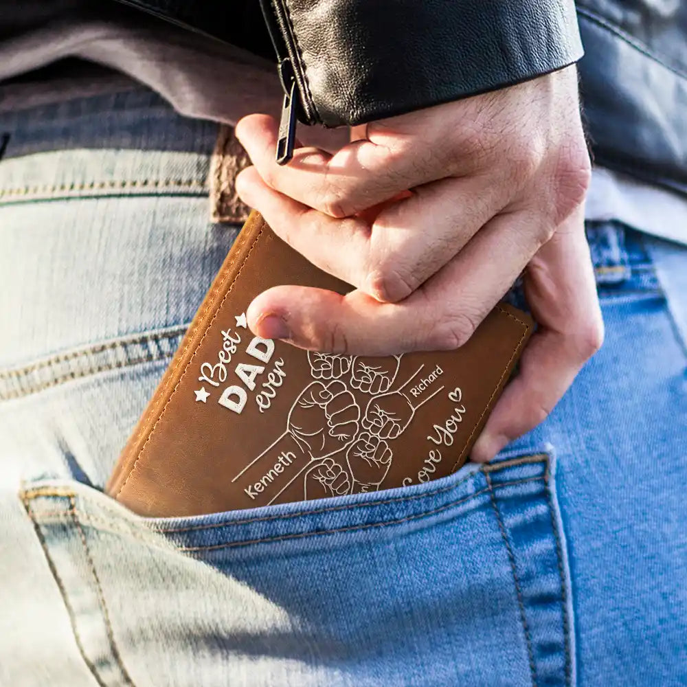 Best Dad Grandpa Ever - Personalized Leather Wallet