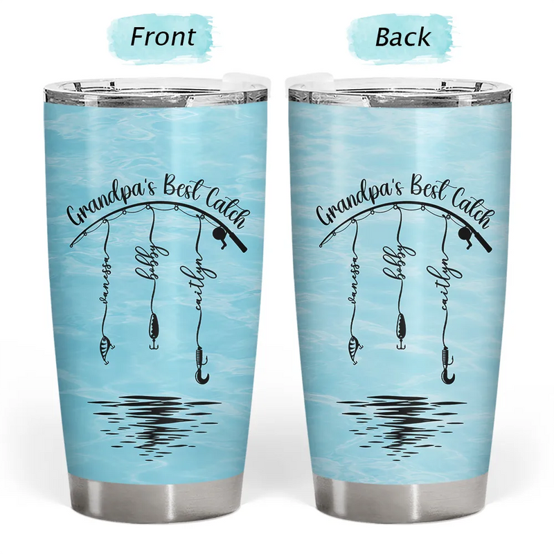 Gift For Father,Gift For Grandpa,Fishing,Non-Eng,Icon,Proud - Reel Cool Dad Grandpa - Personalized Tumbler