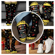 Christmas, Custom Text, Gift For Women, Gift For Yourself, Gifts For Her, Happy - Gift For True Crime Lovers - Personalized Binge Watching Socks