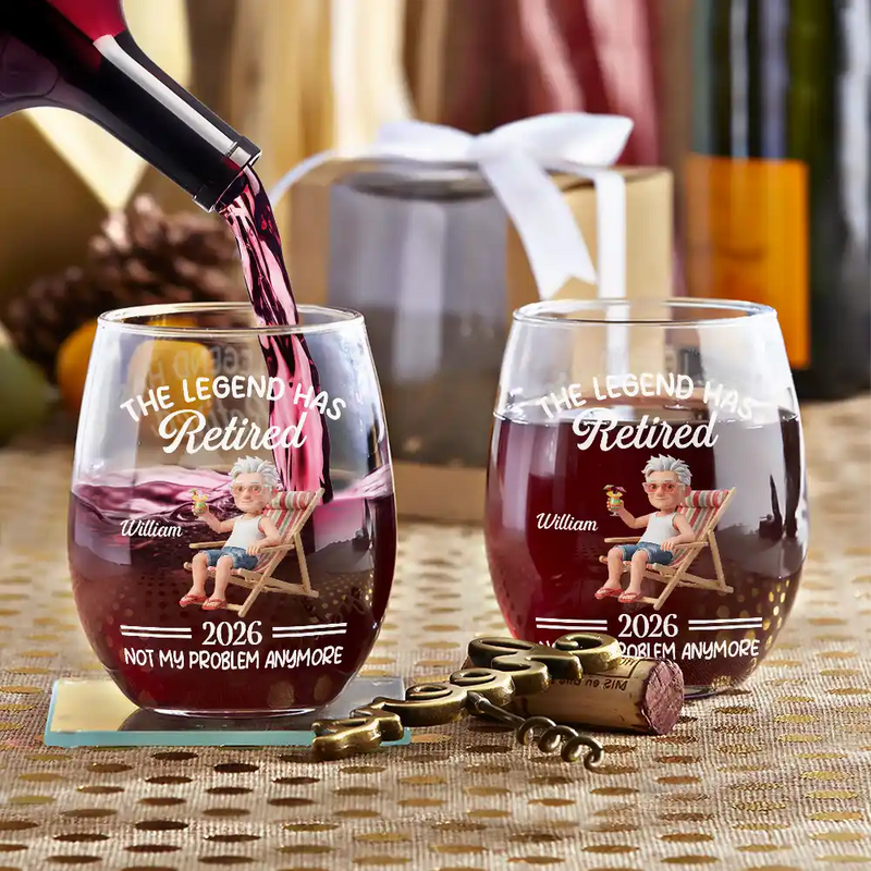 Custom Photo, Art Design, Retirement, Gift For Yourself, Humorous, Photo - Beach Chair 3D Effect - Custom Photo 3D Summer Concept Every Sip Tastes Like It's Not My Problem Anymore Retirement - Personalized Stemless Wine Glass