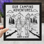 Gift For Couples,Gift For Husband,Old Couples,Gift For Wife,Gift For Boyfriend,Gift For Girlfriend,LGBT,Love - Adventure Partners For Life - Personalized 2-Layered Wooden Plaque With Stand