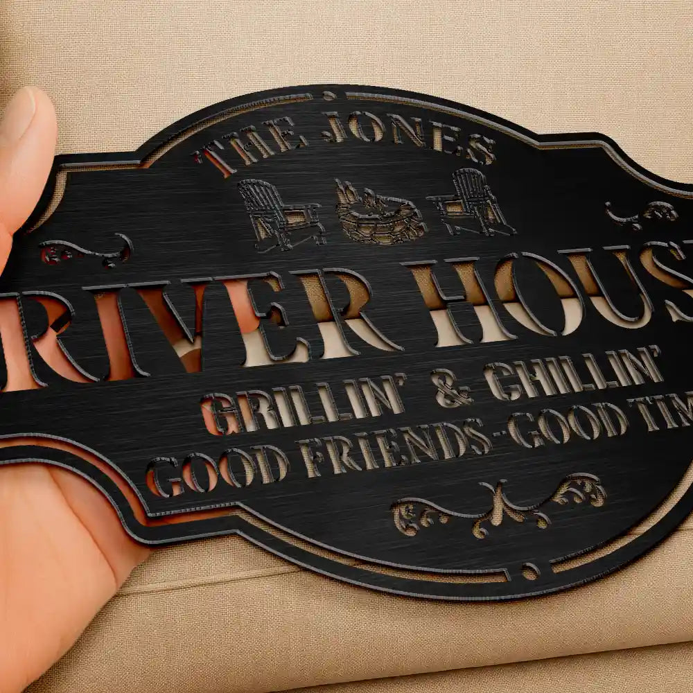 Backyard,Patio - Backyard Bar And Grill Good Friends Good Times - Personalized Cutout Metal Sign