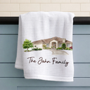 Custom Photo,Art Design,Family,Cozy,Photo - Colored Pencil  - Custom Photo Colored Pencil Sketch Our First Home Family Parents - Personalized Kitchen Towel