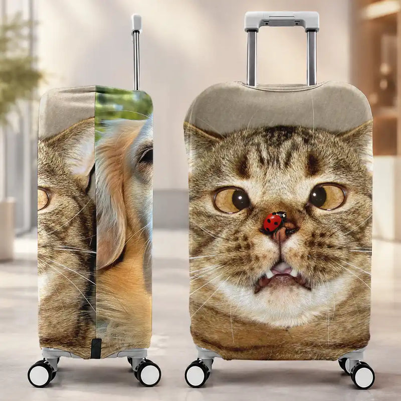 Continue Shopping,Custom Photo,Travel,Family,Gift For Bestie,Gift For Couples,Gift For Husband,Gift For Wife,Gift For Boyfriend,Gift For Girlfriend,Pet Lovers,Dog Lovers,Cat Lovers,Funny - Custom Photo Friends Family Couple Travel Lover - Personalized Luggage Cover