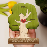 Gift For Mother,Love,Gift For Grandma - Our Roots Begin With Mom - Personalized Custom Shaped Wooden Puzzle