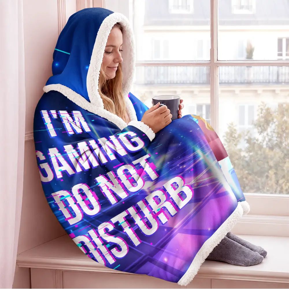 Gift For Yourself,Gift For Men,Gift For Women,Funny - I Am Gaming Do Not Disturb 3D Effect Gamer - Personalized Wearable Hooded Blanket