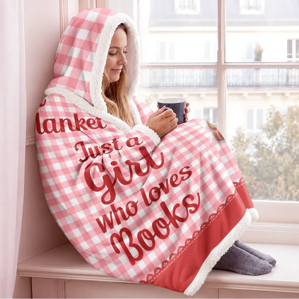Confident,Gift For Women,Gift For Yourself,Gifts For Her,Reading,Vector - Gift For Book Lovers - Personalized Reading Is My Therapy Wearable Hooded Blanket