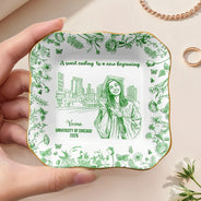 Graduation,Gift For Yourself,Gift For Women,Happy - Custom Photo Pencil Sketch Graduation A Sweet Ending To A New Beginning - Personalized Ring Dish