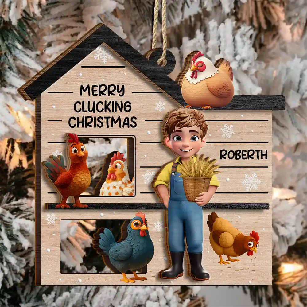 Christmas,Farm,Gift For Yourself,Happy - All I Want for Christmas Is Chickens - Personalized 2-Layered Wooden Ornament