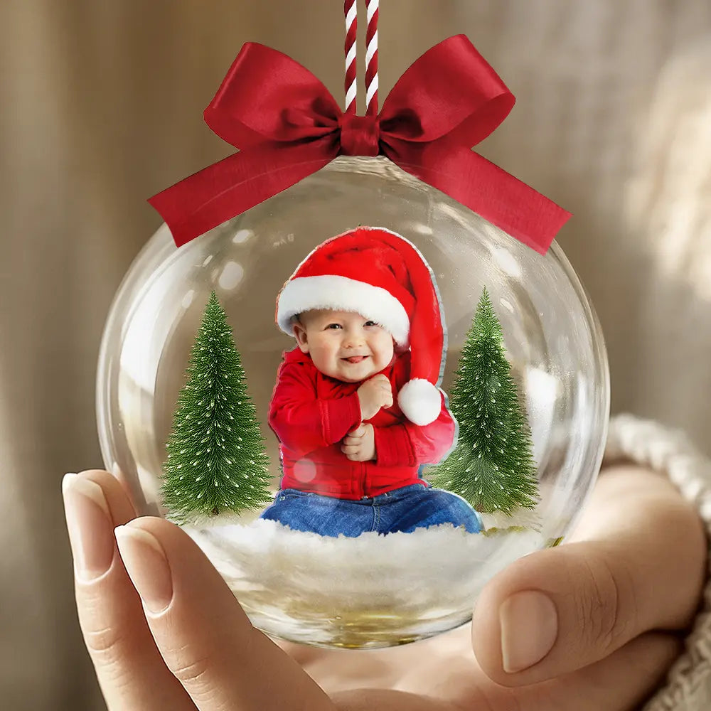 Custom Photo,Happy,Christmas,Gift For Grandparents - Custom Photo Grandparents Papa Nana We Love You - Personalized 3D Acrylic Ball Ornament