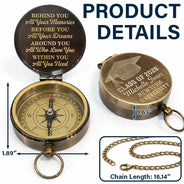 Gift For Yourself,Gift For Women,Gift For Men,Graduation,Love - Behind You All Memories Graduation - Personalized Engraved Brass Compass